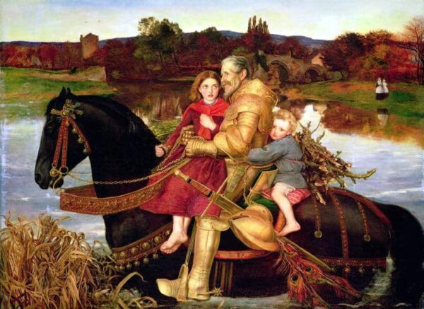 Un sogno del passato: Sir Isumbras al guado – John Everett Millais John Everett Millais 105x70