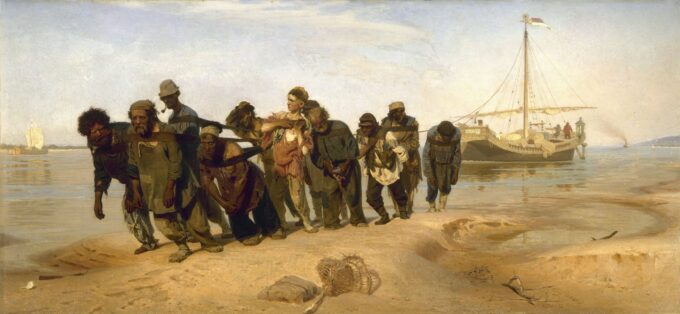 I trasportatori di chiatte sulla Volga – Ilya Repin Il'ja Efimovič Repin 140x70