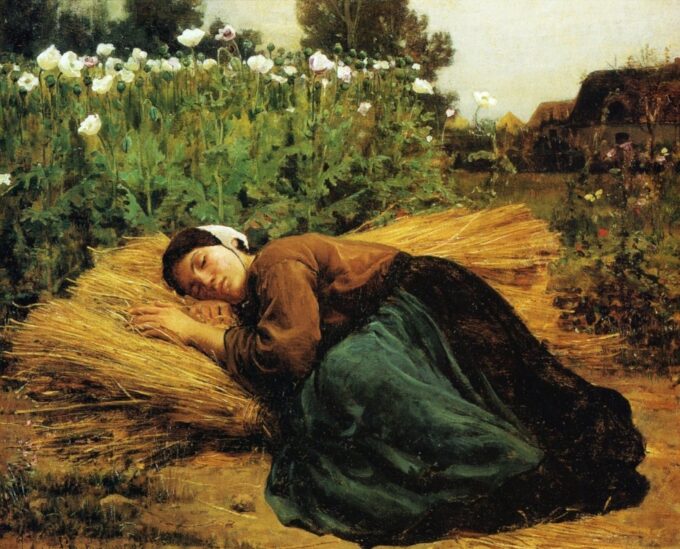 Giovane mietitore che dorme su covoni di grano – Jules Breton Jules Breton 85x75