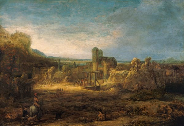 Paesaggio con ponte levatoio – Rembrandt van Rijn Rembrandt van Rijn 105x70