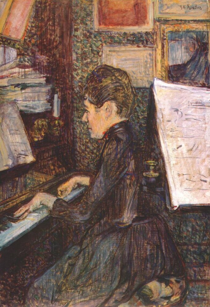 Mademoiselle Dihau al pianoforte – Toulouse Lautrec Henri de Toulouse-Lautrec 70x105