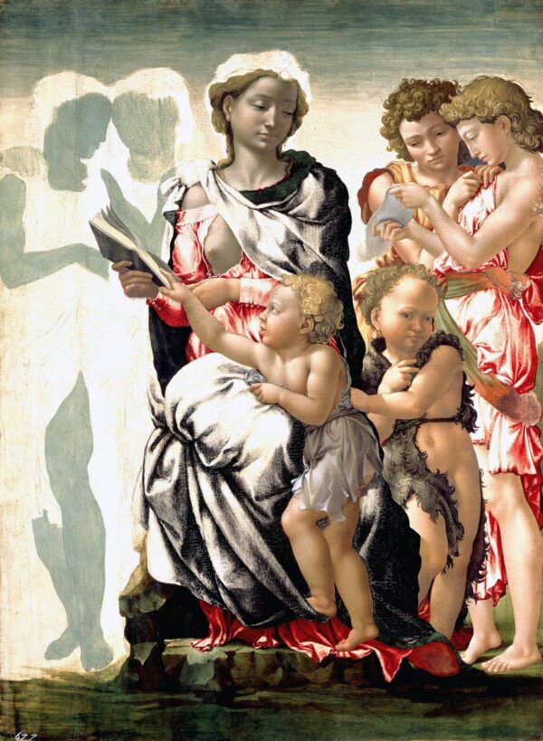 Madonna con Bambino e San Giovanni, verso il 1495 – Michelangelo Michelangelo Buonarroti 70x105