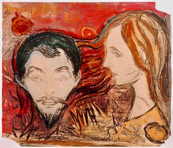 Testa d’uomo nei capelli di una donna – Edvard Munch Edvard Munch 85x75