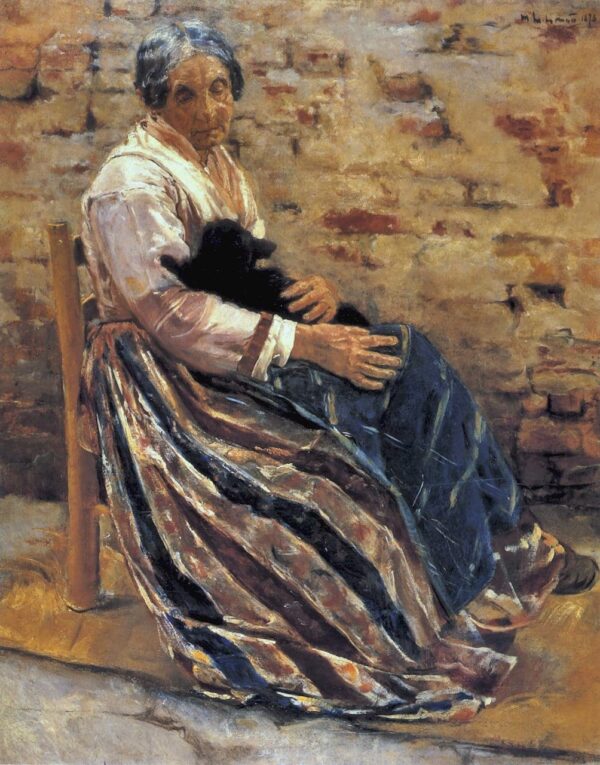 Una vecchia donna con un gatto – Max Liebermann Max Liebermann 70x85