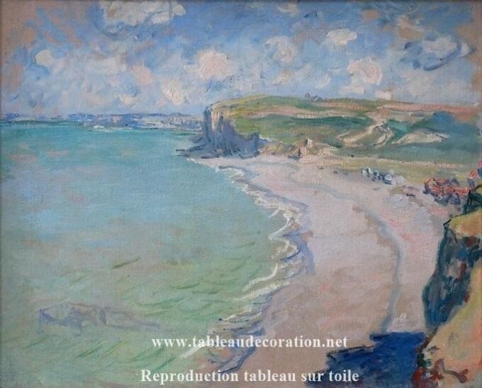 La spiaggia a Pourville, sole al tramonto – Dipinto di Monet Claude Monet 85x75