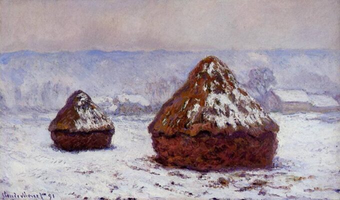 Meules, effetto neve di Claude Monet "Meules" di Claude Monet 105x70