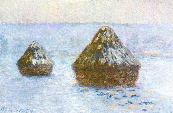 Le Macine, inverno di Claude Monet "Meules" di Claude Monet 105x70