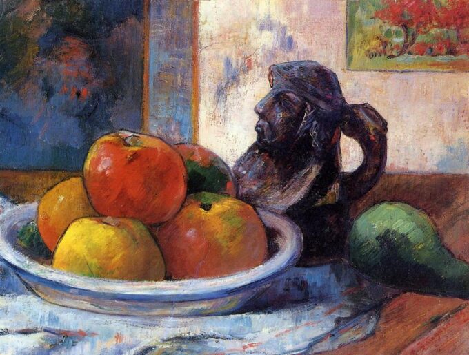 Natura morta con mele, una pera e una brocca – Paul Gauguin Paul Gauguin 85x75