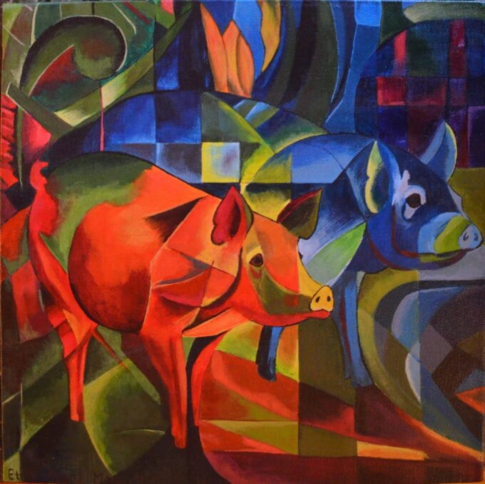 Cochi rossi e blu – Franz Marc Franz Marc 70x70