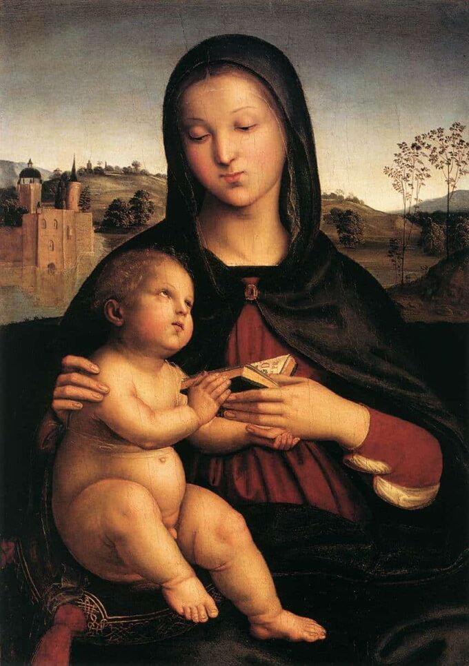 Madonna e bambino con libro – Raffaello (pittore) Raffaello Sanzio 70x105