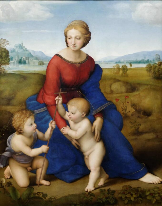 La Madonna nella prateria – Raphaël (pittore) Raffaello Sanzio 70x85