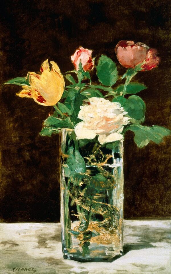 Rose e tulipani in un vaso – Edouard Manet Édouard Manet 70x105