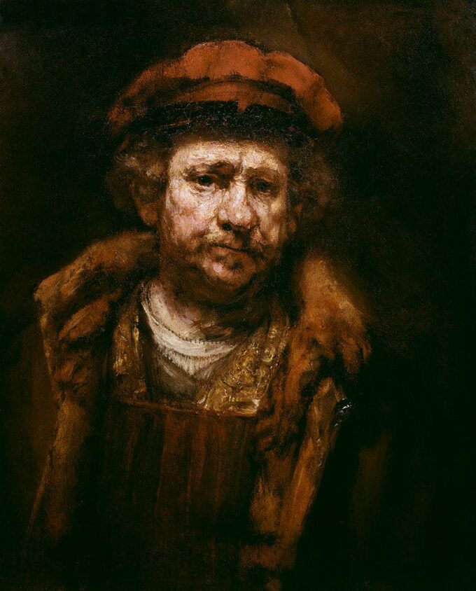 Autoritratto con un berretto rosso – Rembrandt van Rijn Rembrandt van Rijn 70x85