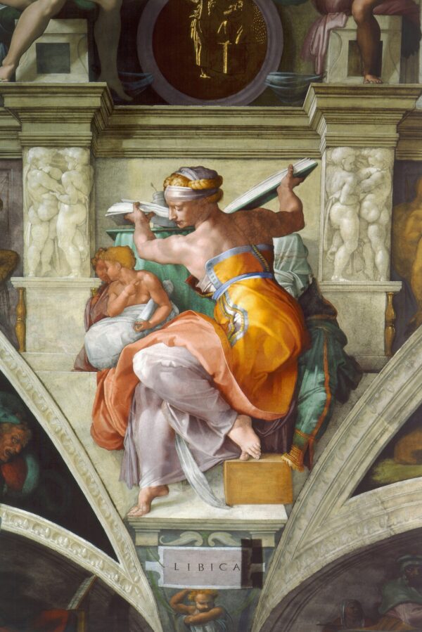 Plafond della cappella Sistina: Sibilla libica – Michelangelo Michelangelo Buonarroti 70x105