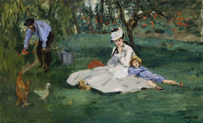 La famiglia Monet nel suo giardino di Argenteuil – Edouard Manet Édouard Manet 105x70