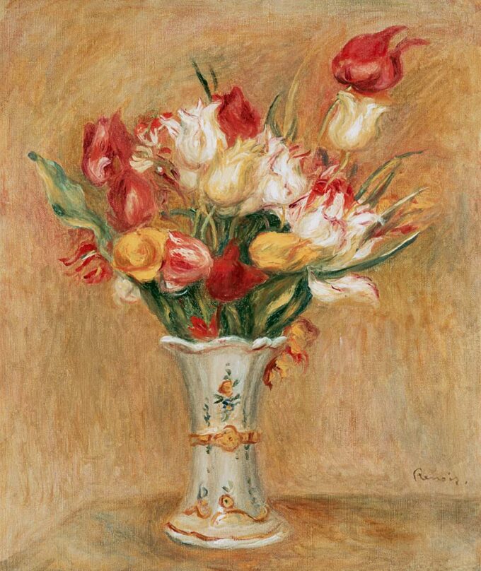 Bouquet di tulipani in vaso bianco – Pierre-Auguste Renoir Pierre-Auguste Renoir 70x85