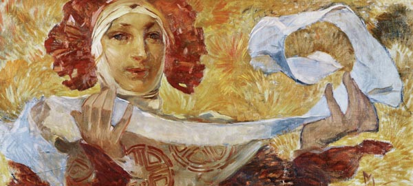 Una donna con un foulard – Mucha Alfons Mucha 160x70