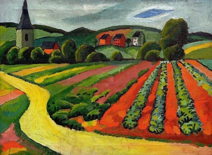 Paesaggio con chiesa e sentiero – August Macke August Macke 105x70