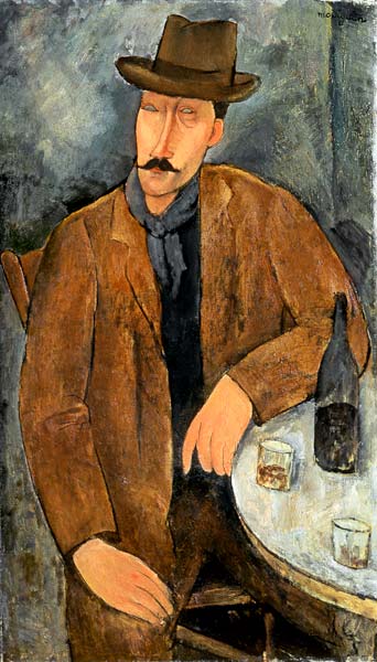 Un uomo seduto appoggiato a un tavolo – Amedeo Modigliani Amedeo Modigliani 70x120