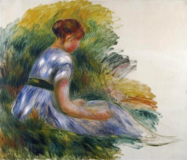 Alice Gamby nel giardino, giovane ragazza seduta nell’erba – Pierre-Auguste Renoir Pierre-Auguste Renoir 85x75