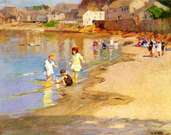 Sulla spiaggia di Edward Henry Potthast Edward Henry Potthast 85x75