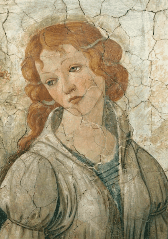 Venere e le tre Grazie che offrono regali a una giovane ragazza, dettaglio di una delle Grazie – Sandro Botticelli Sandro Botticelli 70x105