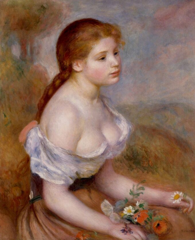 Giovane ragazza con margherite – Pierre-Auguste Renoir Pierre-Auguste Renoir 70x85