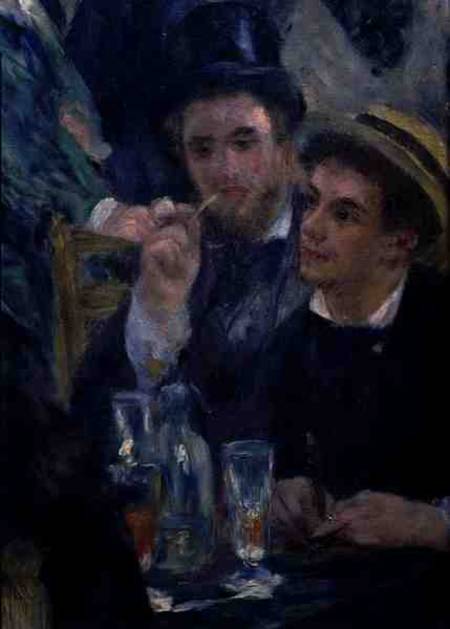 Ballo al Moulin de la Galette, dettaglio di due uomini seduti – Pierre-Auguste Renoir Pierre-Auguste Renoir 70x105