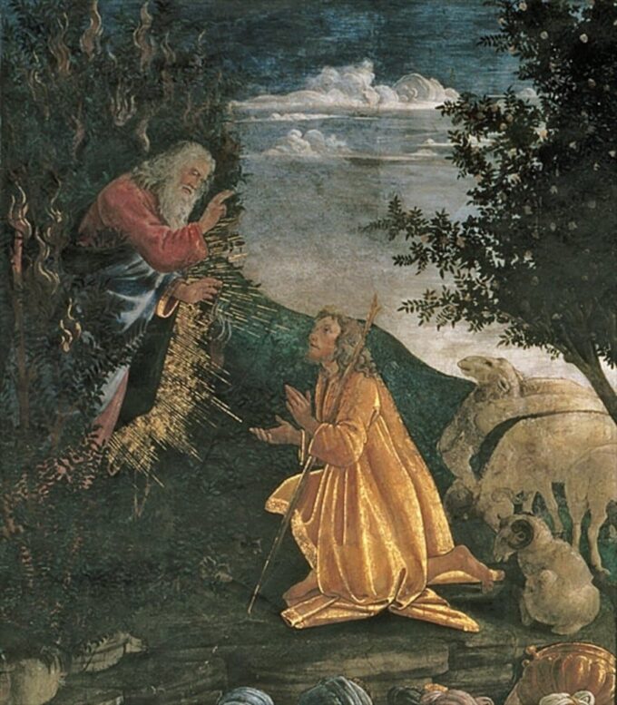 La giovinezza di Mosè, nella Cappella Sistina, 1481 (dettaglio di 80051) – Sandro Botticelli Sandro Botticelli 70x85