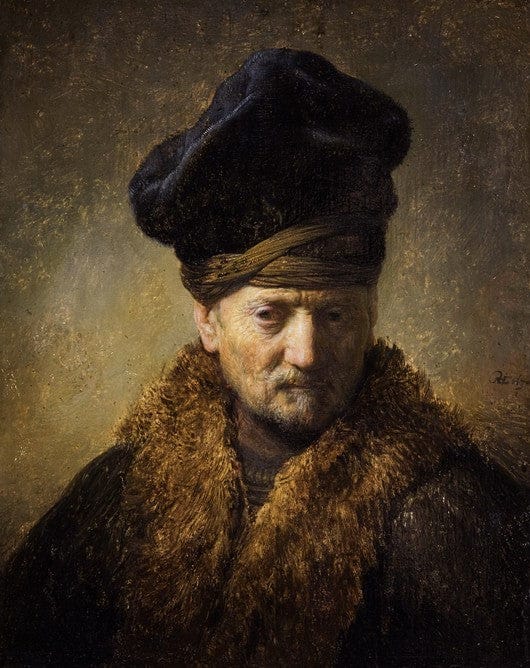 Ritratto di un vecchio con un cappello di pelliccia – Rembrandt van Rijn Rembrandt van Rijn 70x85