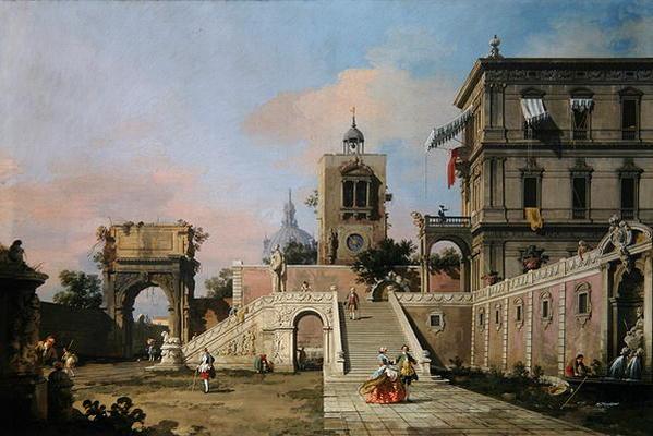 Capriccio di due volée di scale che conducono a un palazzo, verso il 1750 (olio su tela) – Giovanni Antonio Canal Giovanni Antonio Canal 105x70