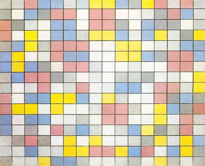 Composizione della griglia 9 composizioni del damier colori vivaci – Mondrian Piet Mondrian 85x75