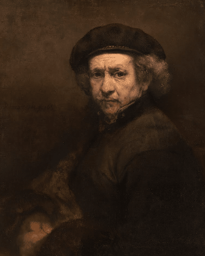 Autoritratto con berretto e colletto dritto – Rembrandt van Rijn Rembrandt van Rijn 70x85