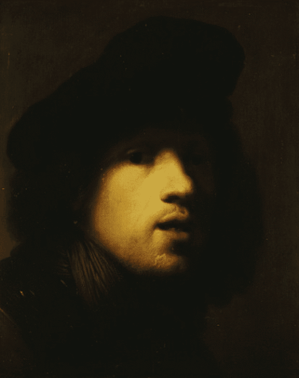 Ritratto dell’artista, testa e spalle, con un berretto nero e un gorget – Rembrandt van Rijn Rembrandt van Rijn 70x85