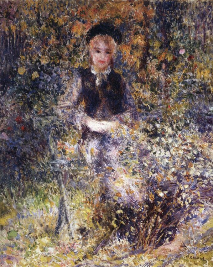 Giovane ragazza su una panchina da giardino – Pierre-Auguste Renoir Pierre-Auguste Renoir 70x85