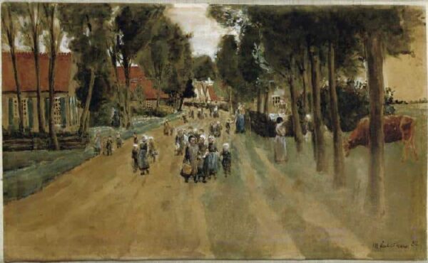 Rue del villaggio con bambini a Zweeloo – Max Liebermann Max Liebermann 105x70