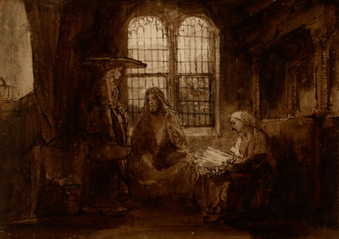 Il Cristo conversante con Marta e Maria – Rembrandt van Rijn Rembrandt van Rijn 105x70