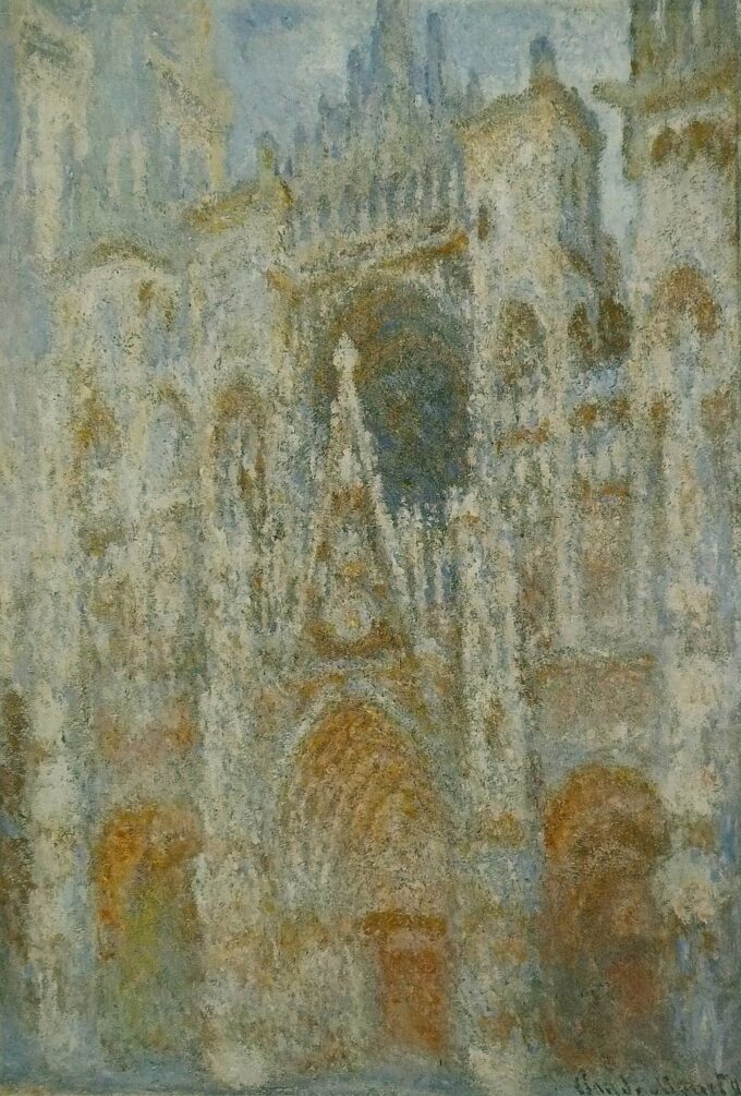 La Cattedrale di Rouen. Il portale, sole mattutino; armonia blu (W1355) – Claude Monet "Cathédrales de Rouen" di Claude Monet 70x105