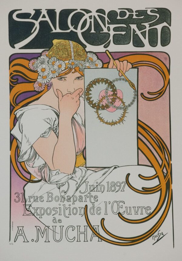 Manifesto della mostra “Esposizione dell’opera di A. Mucha”, Parigi, giugno 1897 – Mucha Alfons Mucha 70x105