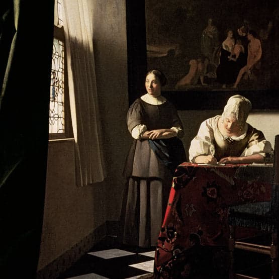 Donna che scrive una lettera e la sua serva – Johannes Vermeer Jan Vermeer 70x70