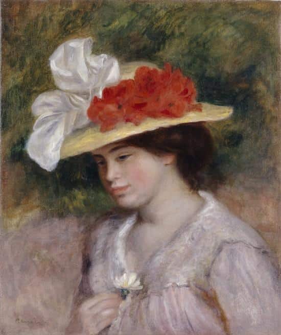 Donna con un cappello di fiori – Pierre-Auguste Renoir Pierre-Auguste Renoir 70x85