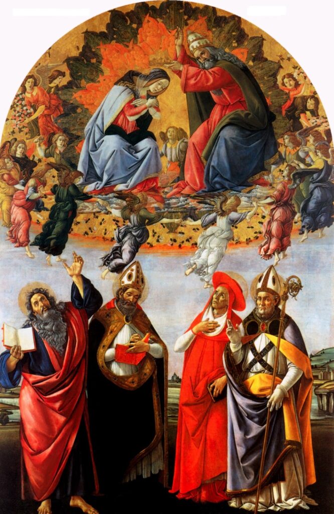 Coronazione di Maria con San Giovanni Evangelista, Agostino, Girolamo ed Elia – Sandro Botticelli Sandro Botticelli 70x105