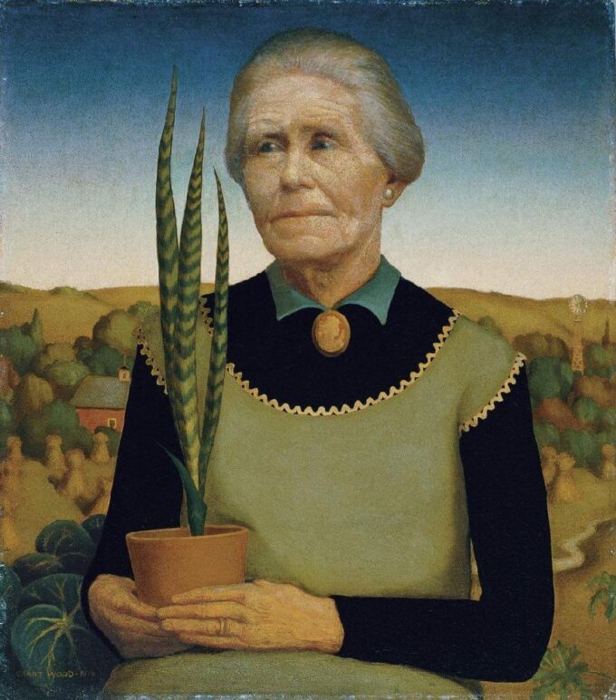 Donna con piante – Grant Wood Grant Wood 70x70