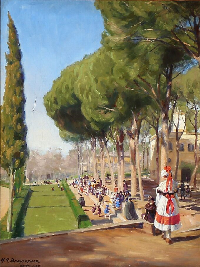 Len, « Giornata d’estate alla Villa Borghese a Roma » – Hans Andersen Brendekilde Andersen Brendekilde 70x85