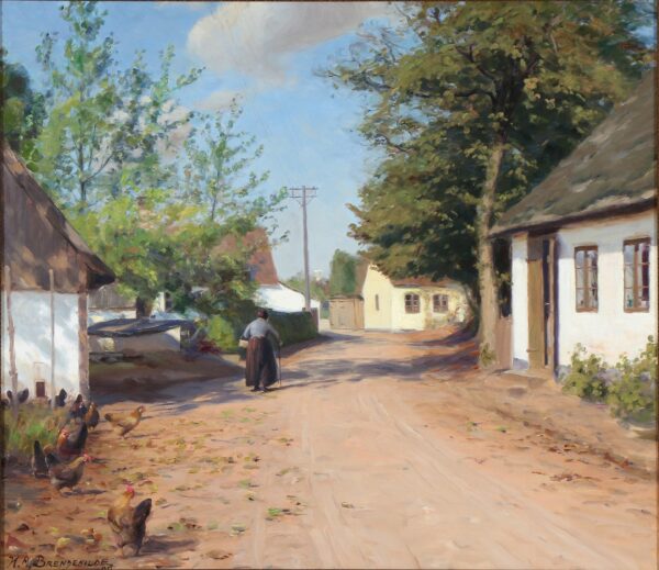 Una donna anziana in una strada di villaggio – Hans Andersen Brendekilde Andersen Brendekilde 85x75