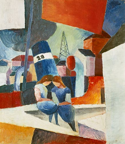 Immagine portuale con bambini sul muro (Duisburg) – August Macke August Macke 70x70