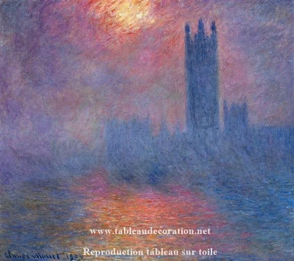 Londra, il Parlamento. Raggio di sole nella nebbia – Dipinto di Monet Claude Monet 70x70