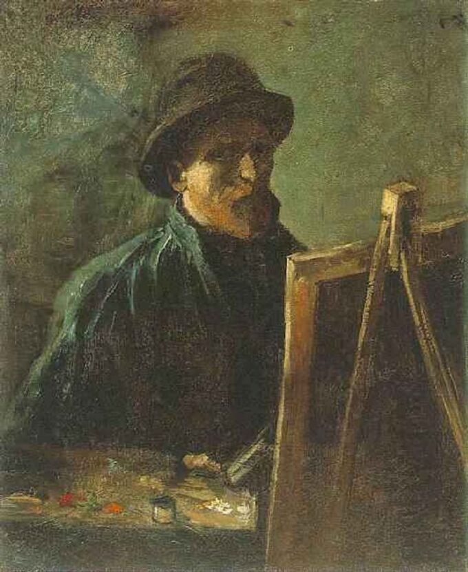 Autoritratto con cappello di feltro scuro al cavalletto – Van Gogh Gli autoritratti di Vincent van Gogh 70x85