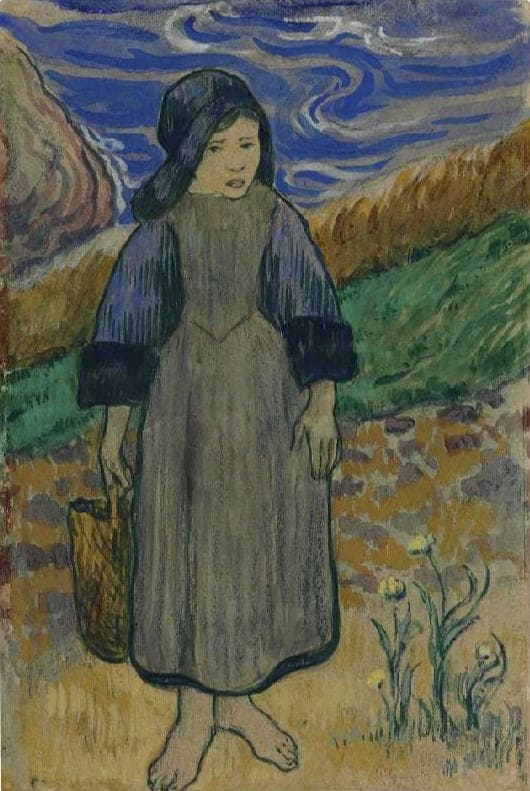 Giovane donna bretonne al bordo del mare – Paul Gauguin Paul Gauguin 70x105