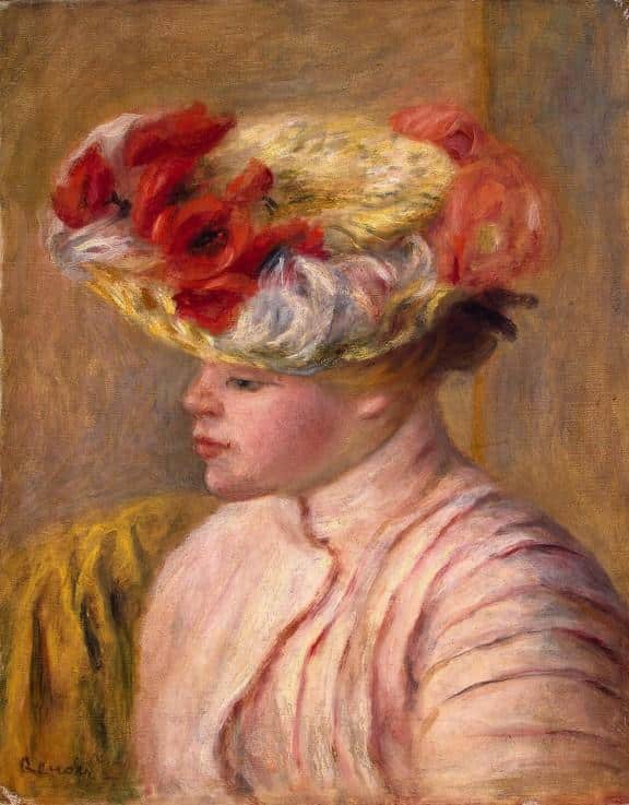 Giovane donna con un cappello di fiori – Pierre-Auguste Renoir Pierre-Auguste Renoir 70x85